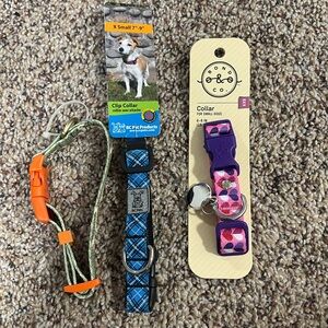 Lot of dog collars sizes range from extra small to extra extra small.